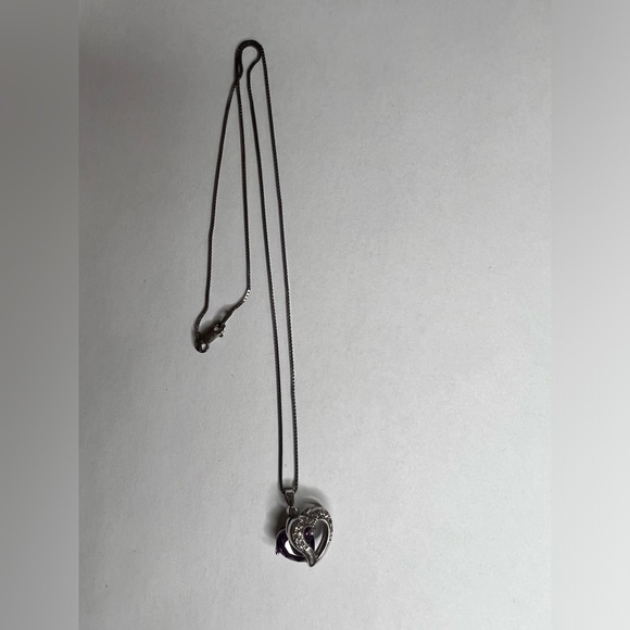 elegant Italian 925 silver heart necklace with heart pendant with Purple Heart - Picture 4 of 4